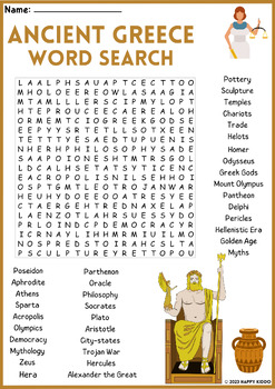 Preview of ANCIENT Greece Word Search Puzzle Activity | Vocabulary Worksheet