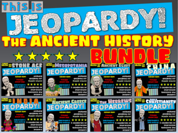Preview of ANCIENT HISTORY JEOPARDY! Fun, Interactive Middle School Review Game BUNDLE!!!