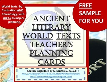 Preview of ANCIENT Literary World TEXTS FREEBIE IDEAS and Planning CARDS