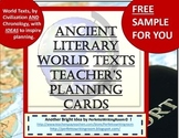 ANCIENT Literary World TEXTS FREEBIE IDEAS and Planning CARDS