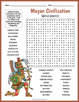 Preview of ANCIENT MAYAN CIVILIZATION Word Search Puzzle Worksheet Activity