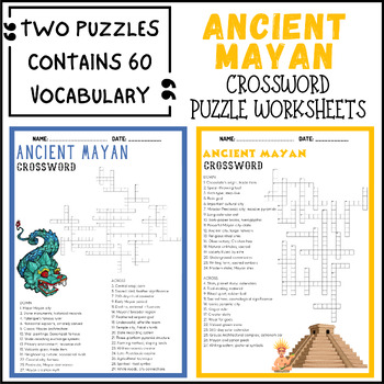 ANCIENT MAYAN CIVILIZATION crossword puzzles worksheets activity
