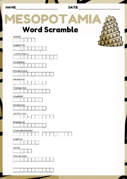 Preview of ANCIENT MESOPOTAMIA Word scramble puzzle worksheet activity
