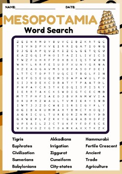Preview of ANCIENT MESOPOTAMIA Word search puzzle worksheet activity