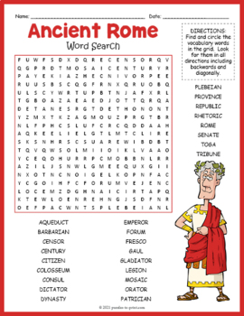 Preview of (4th, 5th, 6th, 7th Grade) ANCIENT ROME Word Search Puzzle Worksheet Activity