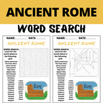Preview of ANCIENT ROME word search puzzle worksheets for kids