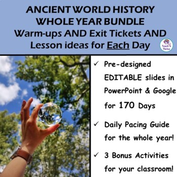 Preview of ANCIENT WORLD HISTORY FULL YEAR BUNDLE: Bell Ringers, Exits & Lesson Ideas
