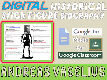 Preview of ANDREAS VASELIUS Digital Historical Stick Figure Biography (MINI BIOS)