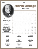 ANDREW CARNEGIE Biography Word Search Puzzle Worksheet Activity
