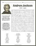 ANDREW JACKSON Biography Word Search Puzzle Worksheet Activity