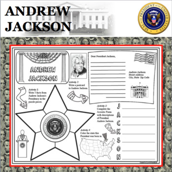 Preview of ANDREW JACKSON POSTER U.S. President Research Project Biography