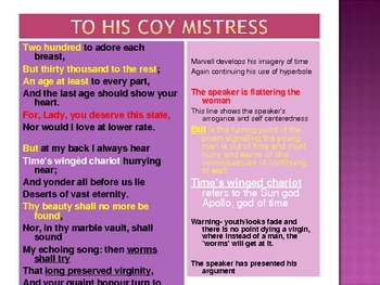 To His Coy Mistress Analysis