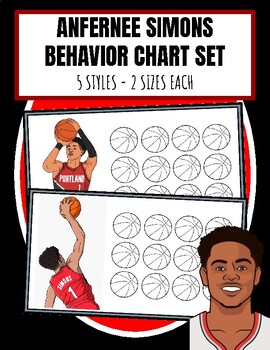 Preview of ANFERNEE SIMONS SET of 5 Behavior Charts PORTLAND TRAILBLAZERS BASKETBALL NBA