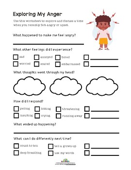 ANGER EXPLORATION WORKSHEET by Mylemarks | Teachers Pay ...