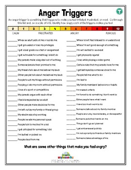 Identifying Anger Triggers Worksheet