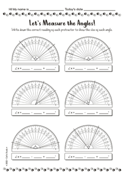 ANGLES: Measuring Angles & 8-Point Compass Printable Worksheets by Cat's  Study