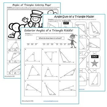 Angles Of Triangles Maze Riddle Color By Number Fun Math Activities