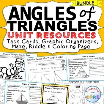 ANGLES OF TRIANGLES BUNDLE - Task Cards, Graphic Organizers, Puzzles