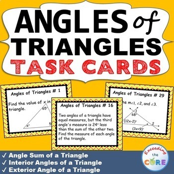 ANGLES OF TRIANGLES  Word Problems - Task Cards {40 Cards}