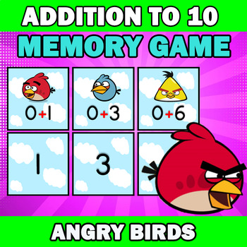 Preview of ANGRY BIRDS - Addition to 10 MEMORY GAME