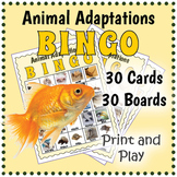 ANIMAL ADAPTATIONS & BODY PARTS BINGO - 30 Game Boards & V