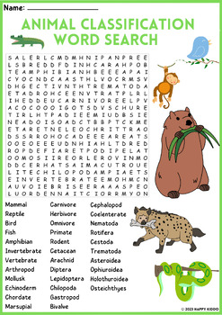 Preview of ANIMAL CLASSIFICATION Word Search Puzzle Activity | Vocabulary Worksheet
