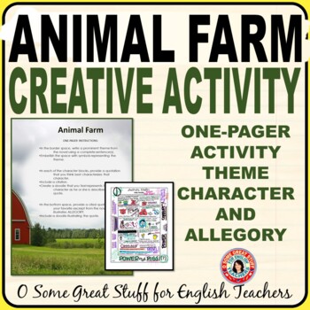 Preview of Animal Farm Creative Character Theme and Allegory One Pager Activity
