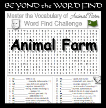 ANIMAL FARM Vocabulary Puzzle Activity, Quiz, Worksheet, Test, Review - NO  PREP