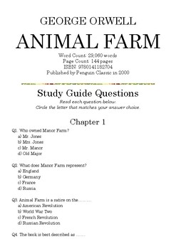 Preview of ANIMAL FARM (Unabridged) by GEORGE ORWELL; Multiple-Choice Quiz