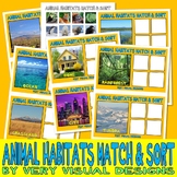 ANIMAL HABITATS MATCH & SORT w 150 Picture Cards: autism a