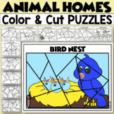ANIMAL HOMES Coloring Worksheets | Cut and Color Activities