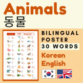 ANIMAL Korean Animals Poster | Bilingual Korean English ANIMALS