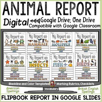 Preview of ANIMAL REPORT: DIGITAL RESEARCH: GOOGLE SLIDES DISTANCE LEARNING