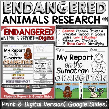 Preview of ENDANGERED ANIMALS RESEARCH TEMPLATES: PRINT & DIGITAL DISTANCE LEARNING