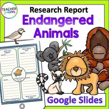 Preview of ANIMAL REPORT RESEARCH PROJECT 2nd 3rd Grade GOOGLE SLIDES Graphic Organizers