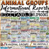 *ANIMAL RESEARCH 2: ANIMAL GROUPS: EDITABLE FLIPBOOKS BUNDLE