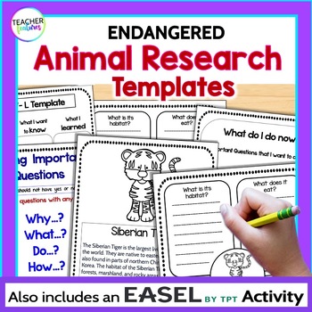 Preview of Animal Report Research Project: 2nd Grade Writing Graphic Organizer Template