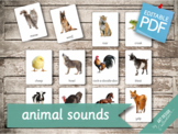 ANIMAL SOUNDS • 64 Editable Montessori 3-part Cards • Flash Card Home Schooling