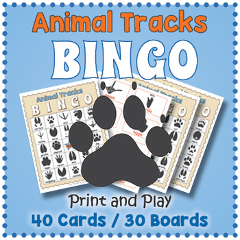 Preview of ANIMAL TRACKS BINGO & Memory Matching Card Game Activity