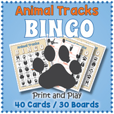 ANIMAL TRACKS BINGO & Memory Matching Card Game Activity