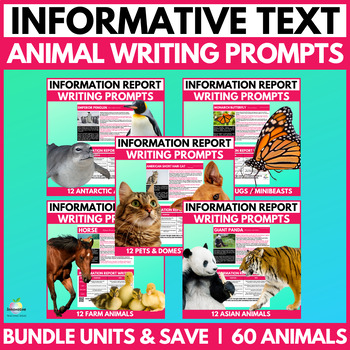 Preview of Animal Writing Prompts Bundle | Information Reports & Informative Text, Volume