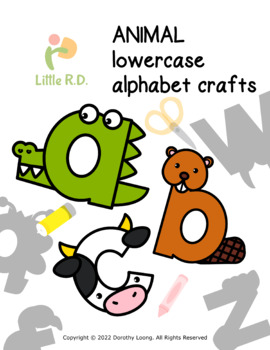 Preview of ANIMAL lowercase alphabet BUNDLE (colour, cut, and paste)