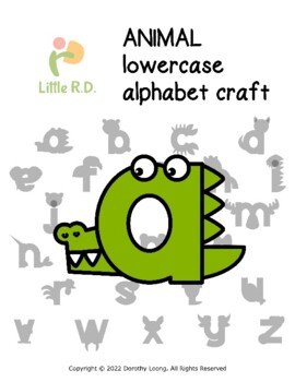 Preview of ANIMAL lowercase alphabet craft: a, a, alligator