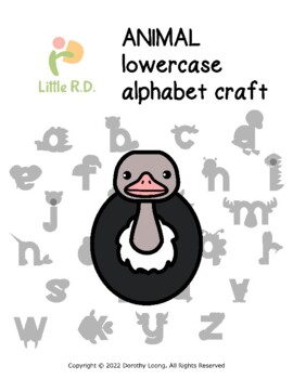 ANIMAL lowercase alphabet craft: o, o, ostrich by Little RD | TPT