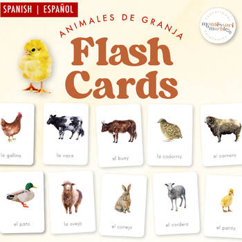 Preview of ANIMALES DE GRANJA Tarjetas Didácticas | Spanish Resources | Montessori Inspired