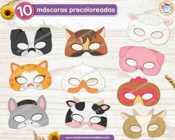 ANIMALES DE LA GRANJA: Máscaras para Juegos de Rol by Tea Time Monkeys  Spanish