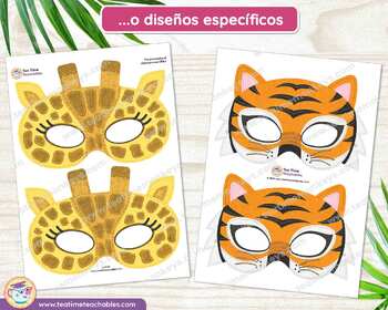 Animales de la Selva: Máscaras para Imprimir - Tea Time Monkeys  Caretas  de animales, Manualidades animales, Animales de la selva