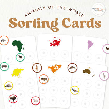 Preview of ANIMALS & CONTINENTS Sorting Cards | Montessori Activities