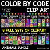 ANIMALS Color by Number or Code Clip Art BUNDLE