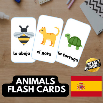 Preview of ANIMALS SPANISH Edition (87 emoji pictures) • Montessori Cards • Flash Cards